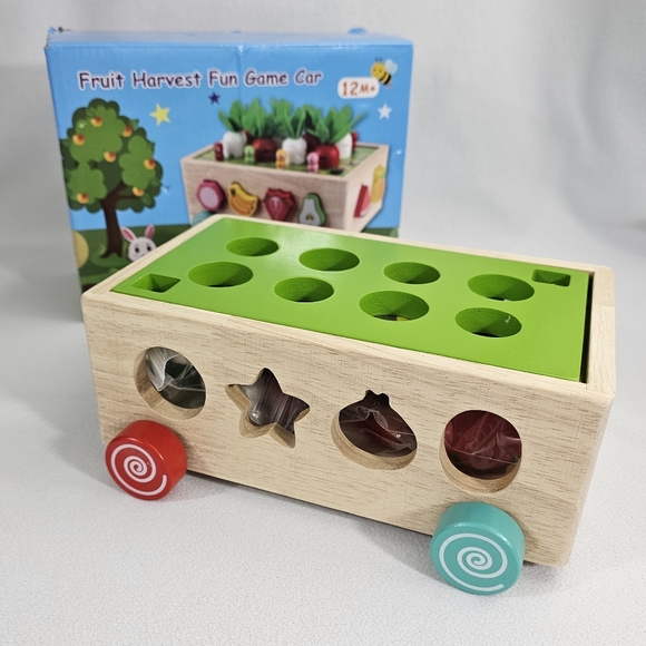 Fruit Harvest Fun Game Car Wooden Toy By Skyfield - Picture 3 of 13